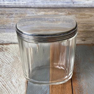 Antique Victorian Edwardian Silver Plated Lead Crystal Dressing Table Jar