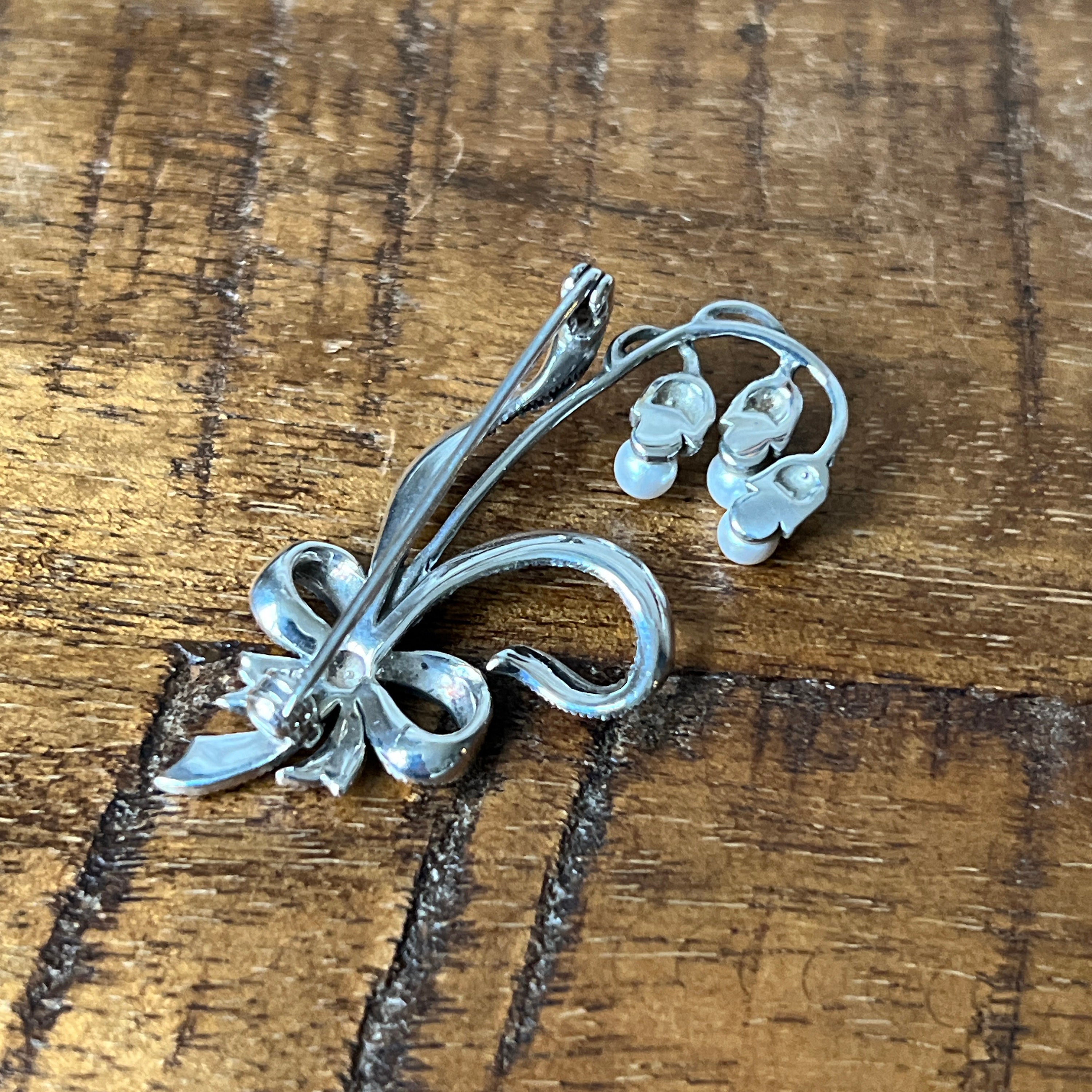 Broche Ancienne En Argent Sterling 925 Avec Perles, Bijou Vintage Occasion