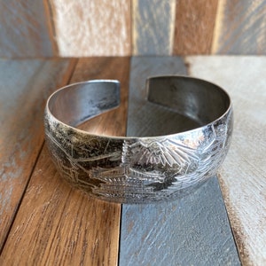 Chinese Pagoda Cuff Sterling Silver Bracelet