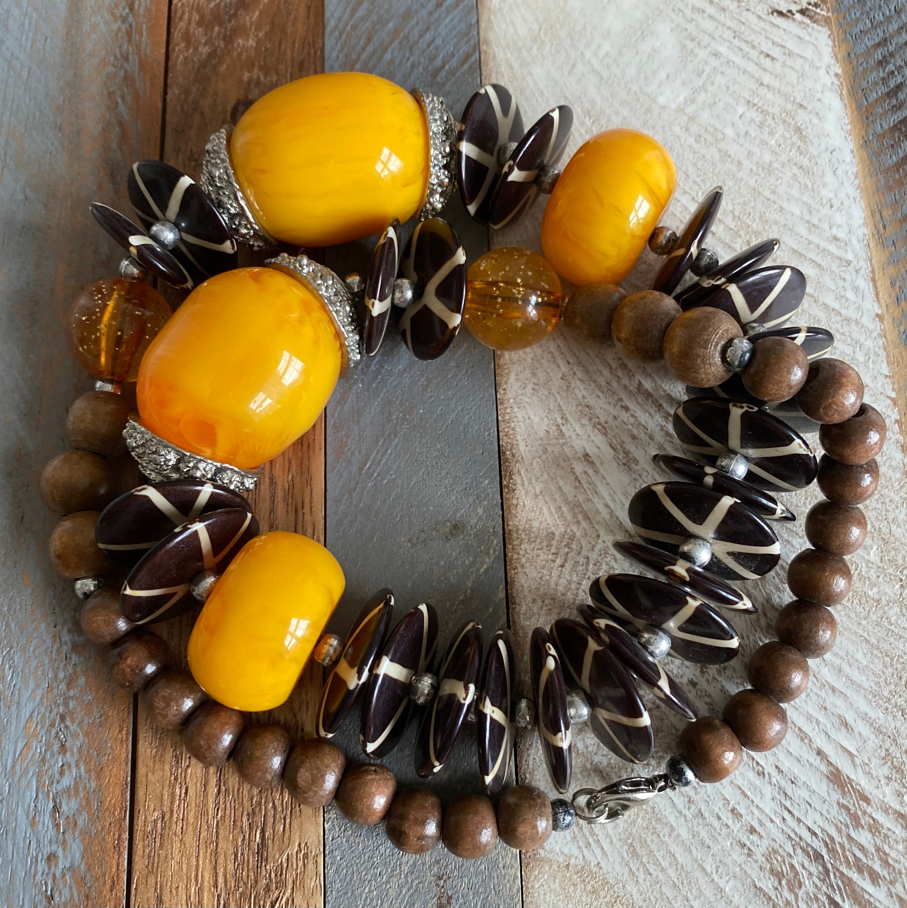 Beautiful Amber Color Resin Statement Necklace - Etsy