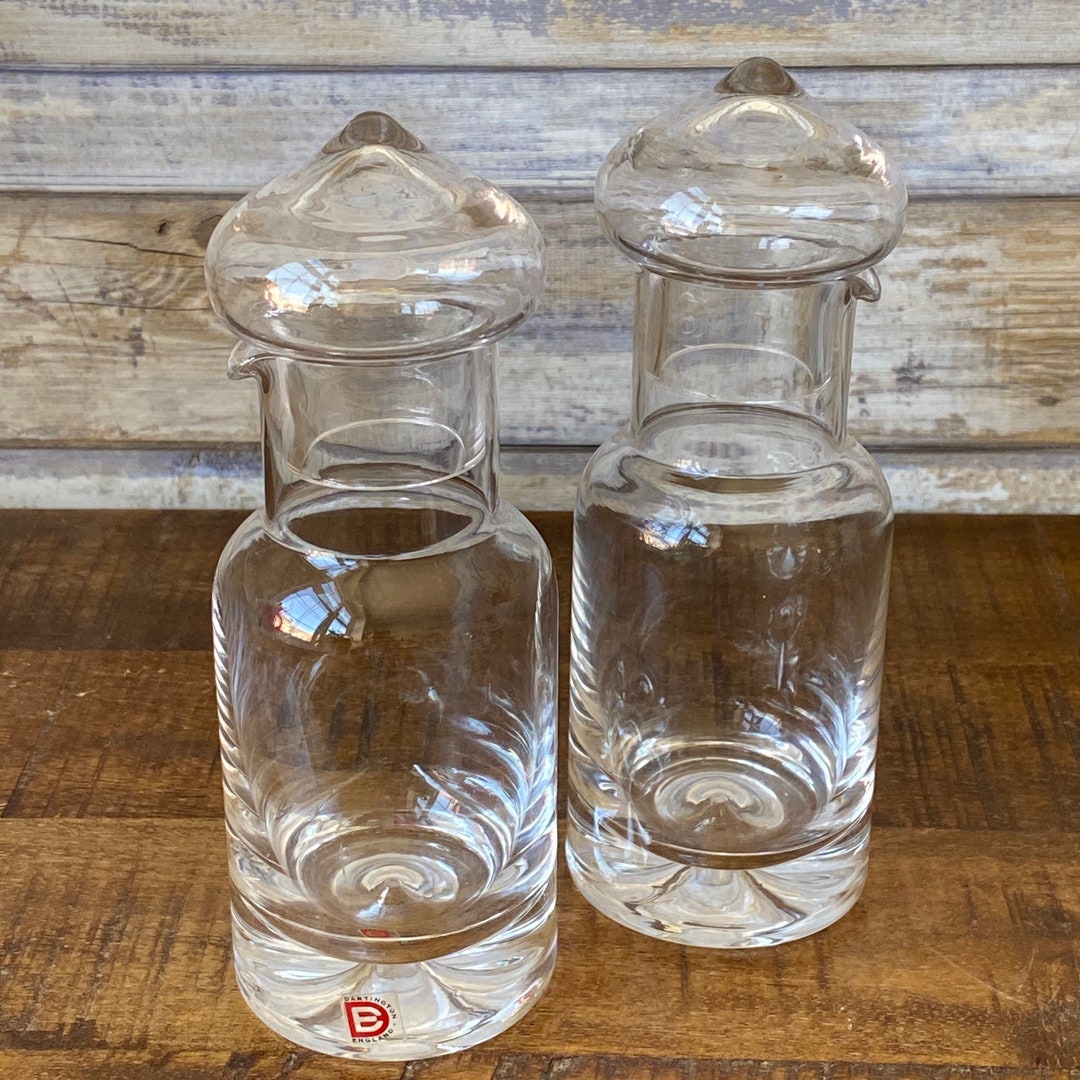 Vintage Pair of Dartington Crystal Glass Oil and Vinegar Bottles