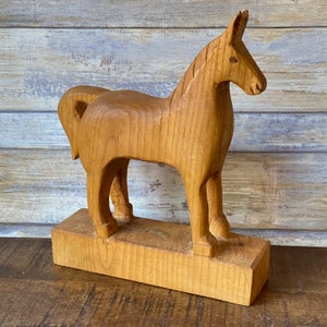 Vintage Hand Carved Naive Folk Art Primitive Wooden Horse circa 1930s