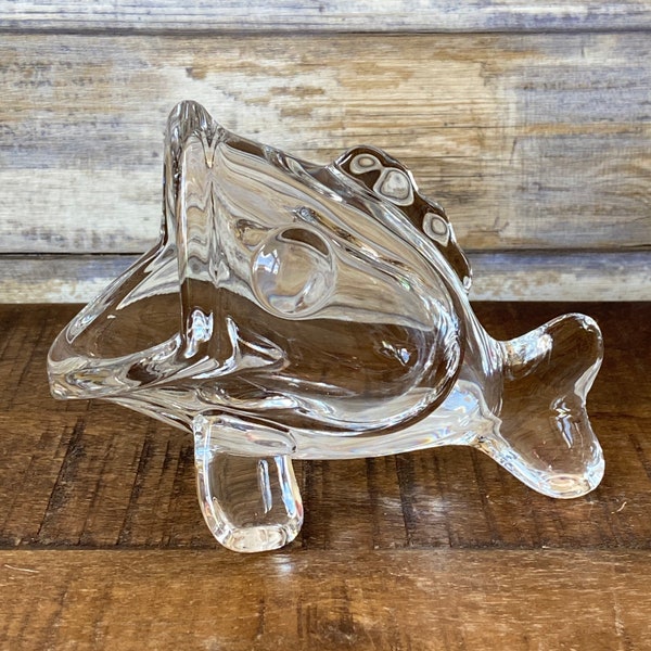 Vintage Blenko Style Clear Glass Fish Medium Sized Mint Condition