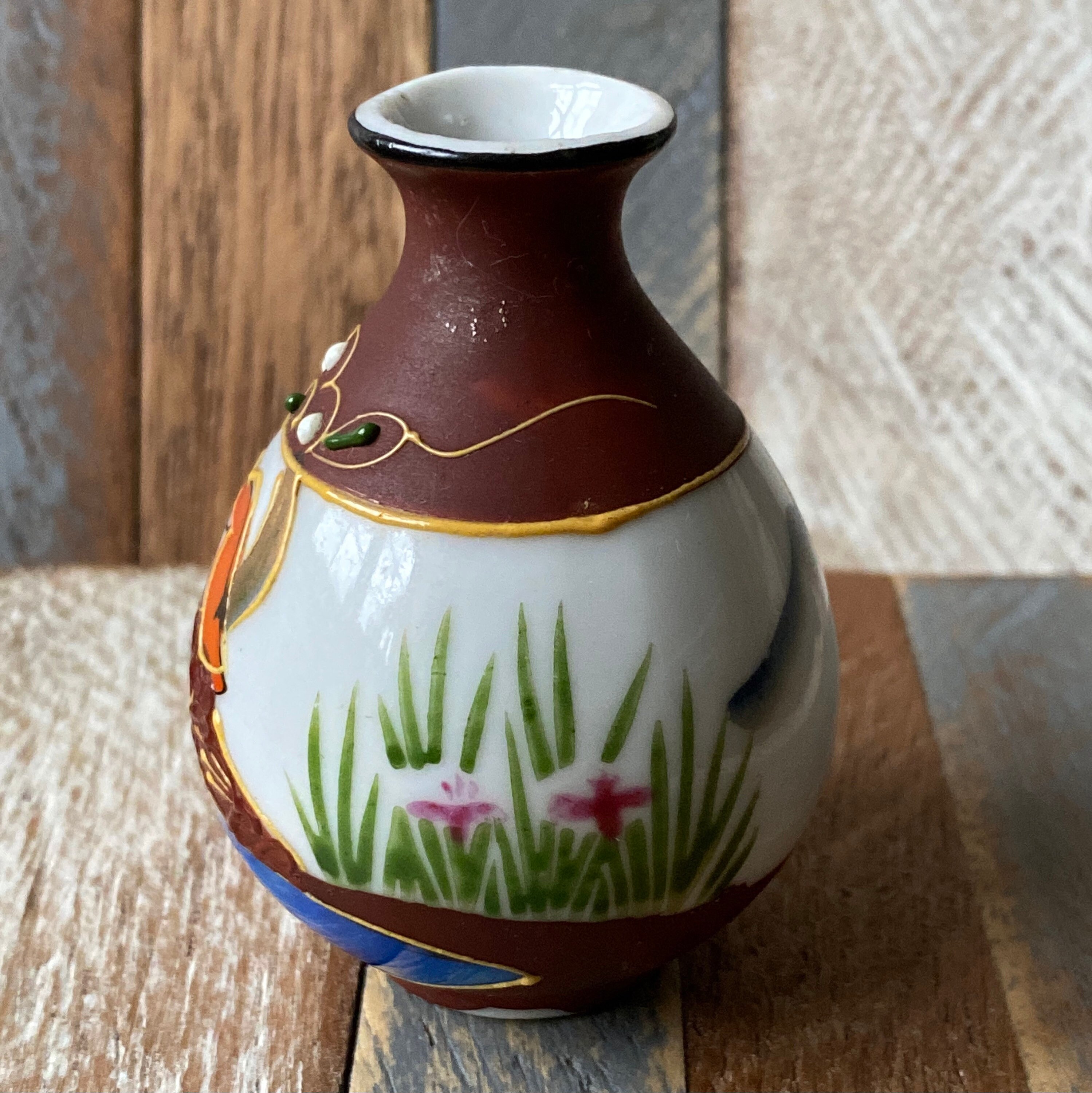 Vintage Japanese Miniature Porcelain Vase With Samurai Warrior Etsy