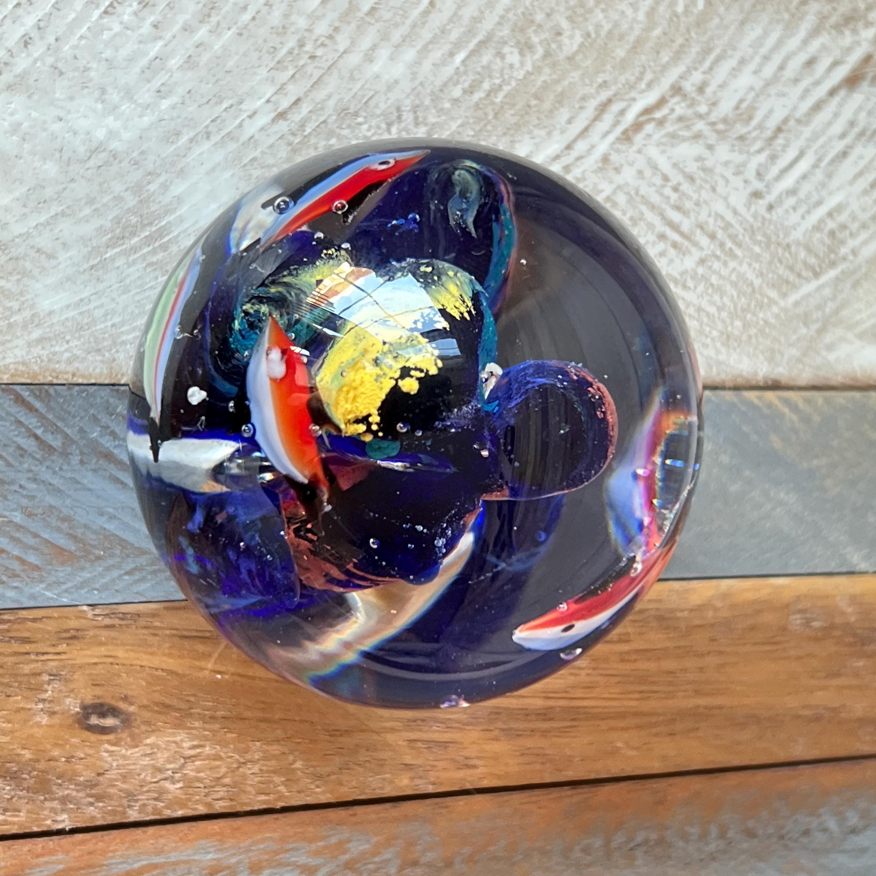 ヴィンテージ ハンドメイド マルチカラー アート ガラス アクアリウム 