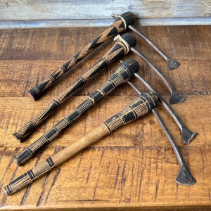Vintage African Traditional Tribal Ceremonial Set of Four Axes Wall Hangings Home Decor Collectible