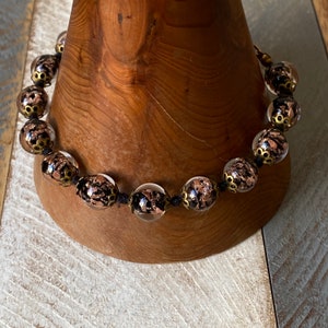 Vintage Venetian Black and Gold Murano Glass Beads Bracelet