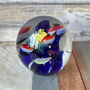 Vintage Handmade Multicoloured Art Glass Aquarium Coral Reef Paperweight