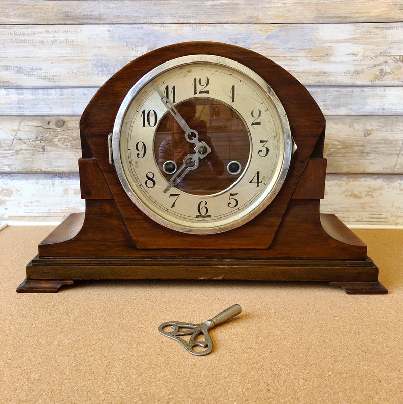 1930s Wooden Mantel Clock 14days British Anvil Perivale London Etsy