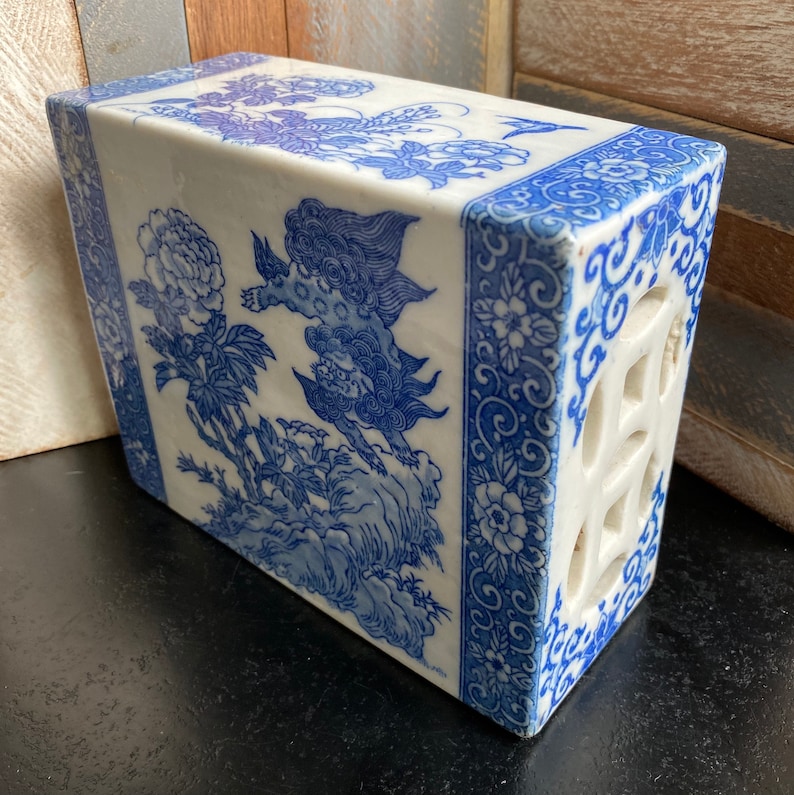 Antique 1800s Chinese Qing Dynasty Opium Pillow Blue and White Etsy