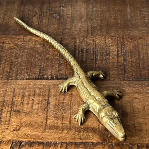 Antique Brass Alligator Crocodile Ornament Home Decor