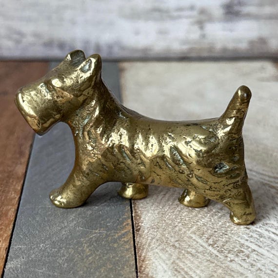 ヴィンテージの真鍮製小型ヨークシャーテリア犬の置物 - Etsy 日本