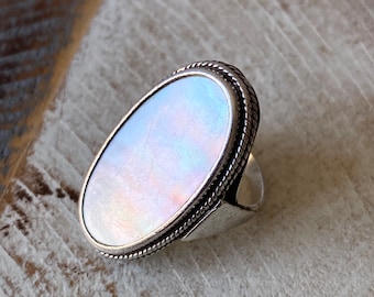 Anillo ovalado de plata de ley vintage y áncar con distintivo distintivo