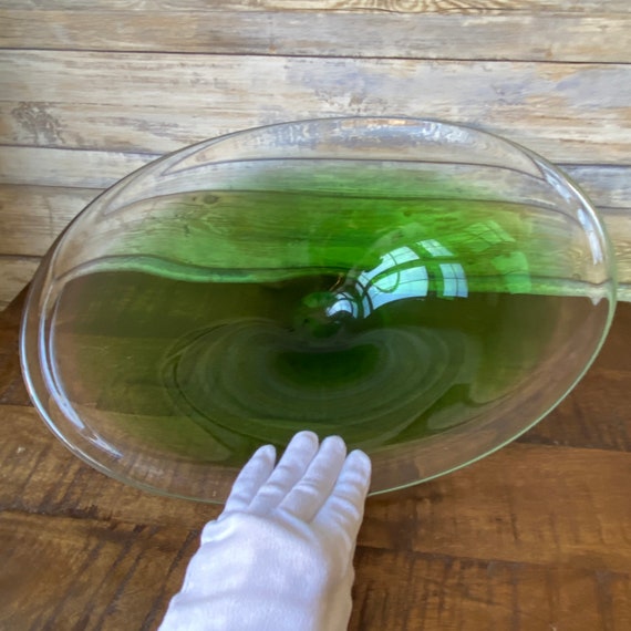Vintage 1960s Space Age Mint Green and Clear Oval Murano