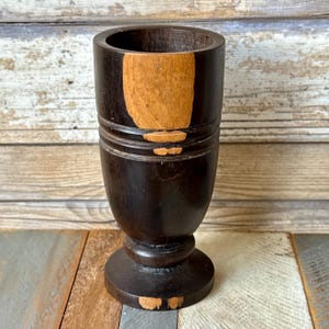 Antique Hand Turned Two Coloured Hardwood Treen Goblet