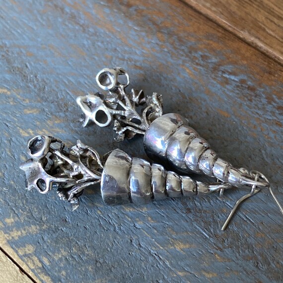 Vintage Artisan Solid Sterling Silver Pair of Dro… - image 4