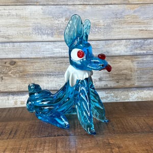 Vintage Venetian Murano Handblown Blue Glass Large Dog Atributed to Cesare Toso Mint Condition