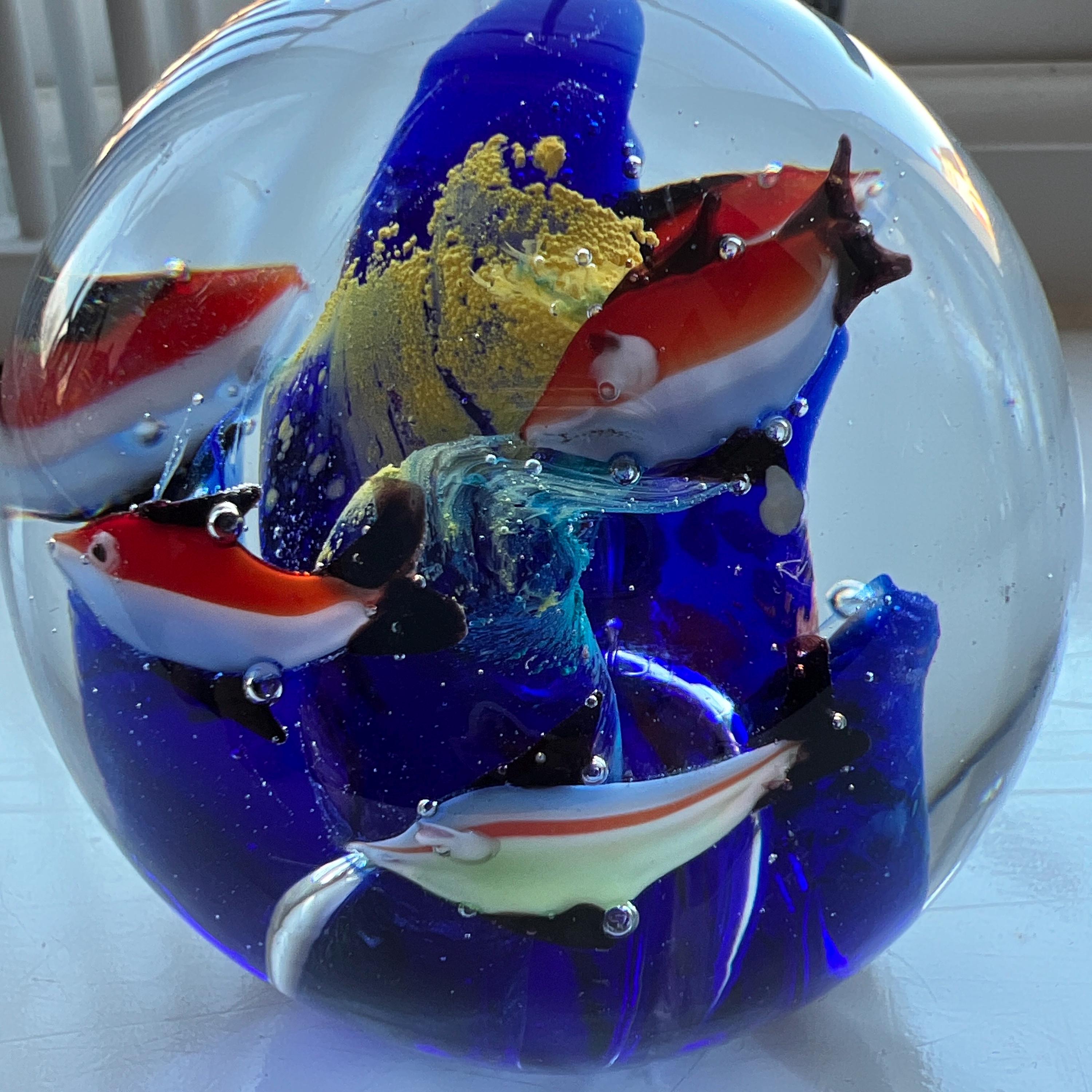 ヴィンテージ ハンドメイド マルチカラー アート ガラス アクアリウム 