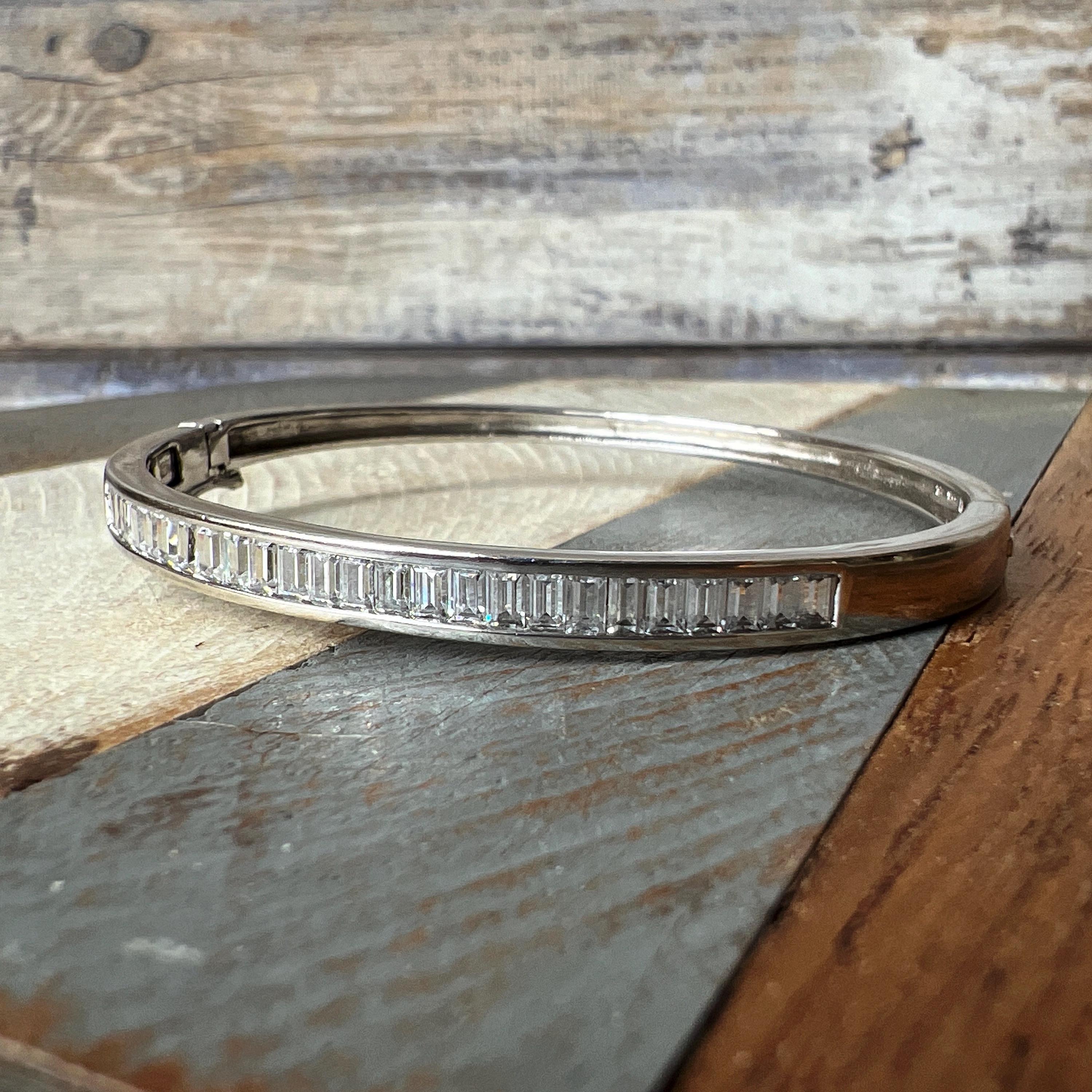 Bracelet Ancien En Argent Massif 925 Avec Zirconiums Synthétiques - Style Multiple
