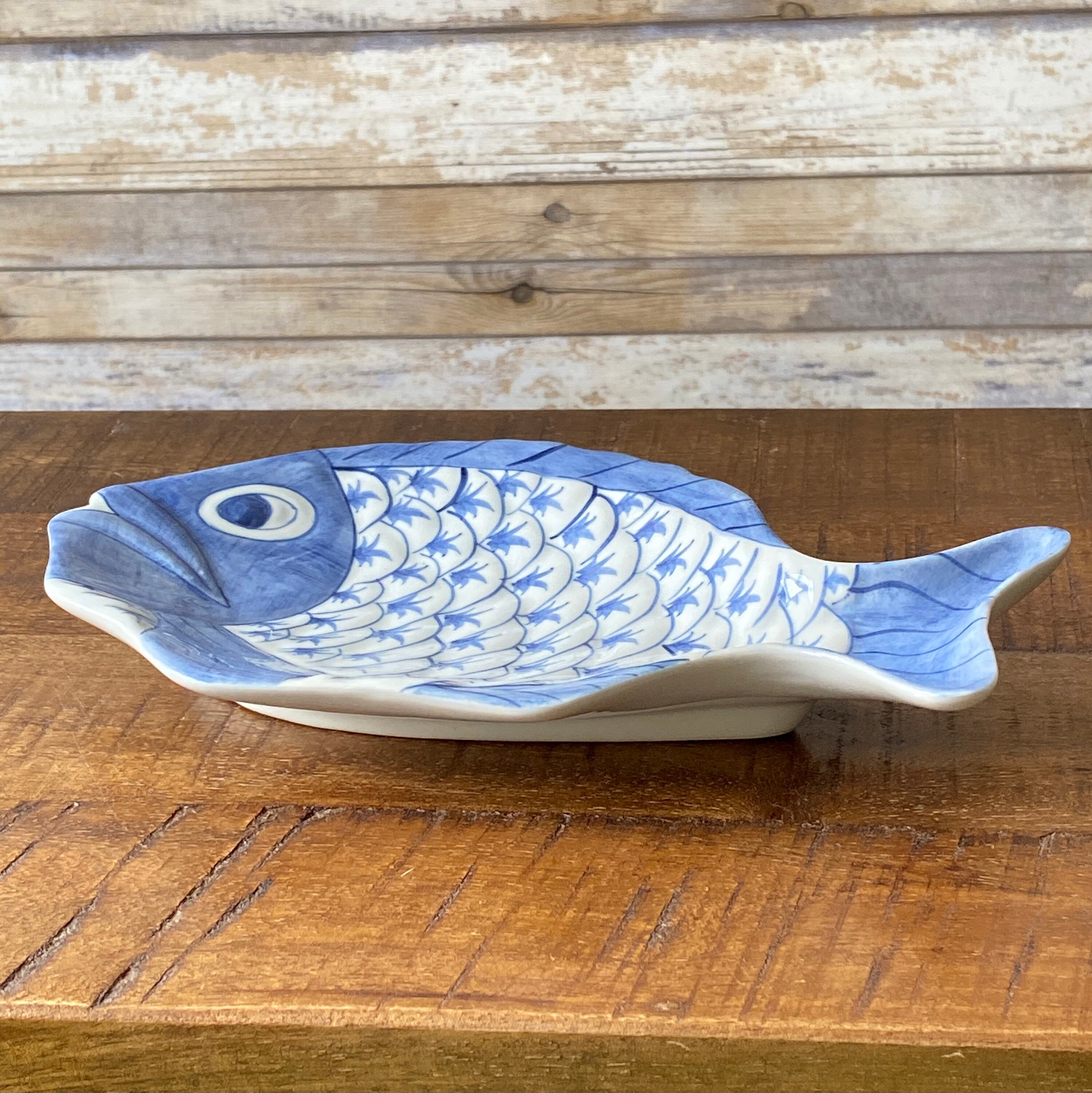 Vintage Ceramic Fish Plate Blue and White Hand Painted Etsy