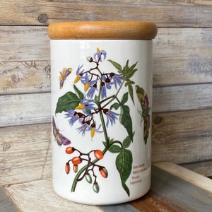 Vintage  Porcelain Portmeirion The Botanic Garden Wood Lid Container by Susan Williams-Ellis Woody Nightshade