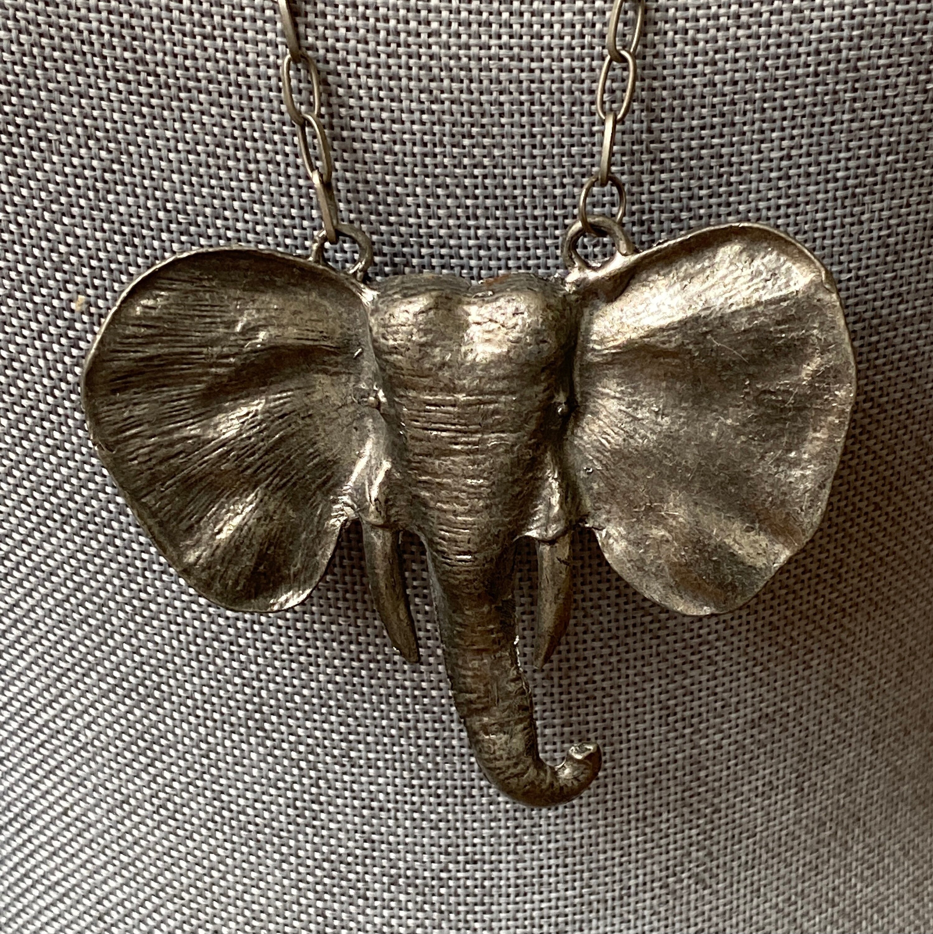 Vintage Silver Toned Metal Elephant Head Pendant Necklace - Etsy UK