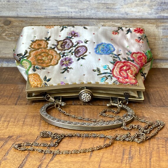 Women Chinese Handbag Crossbody Bag Ethnic Floral Tassel Chain
