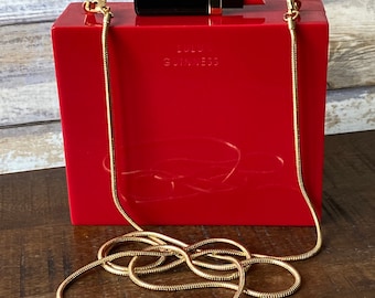 Pochette Rouge Brillant Lulu Guinness Lips - Neuf Avec étiquettes, Style Rouge à Lèvres