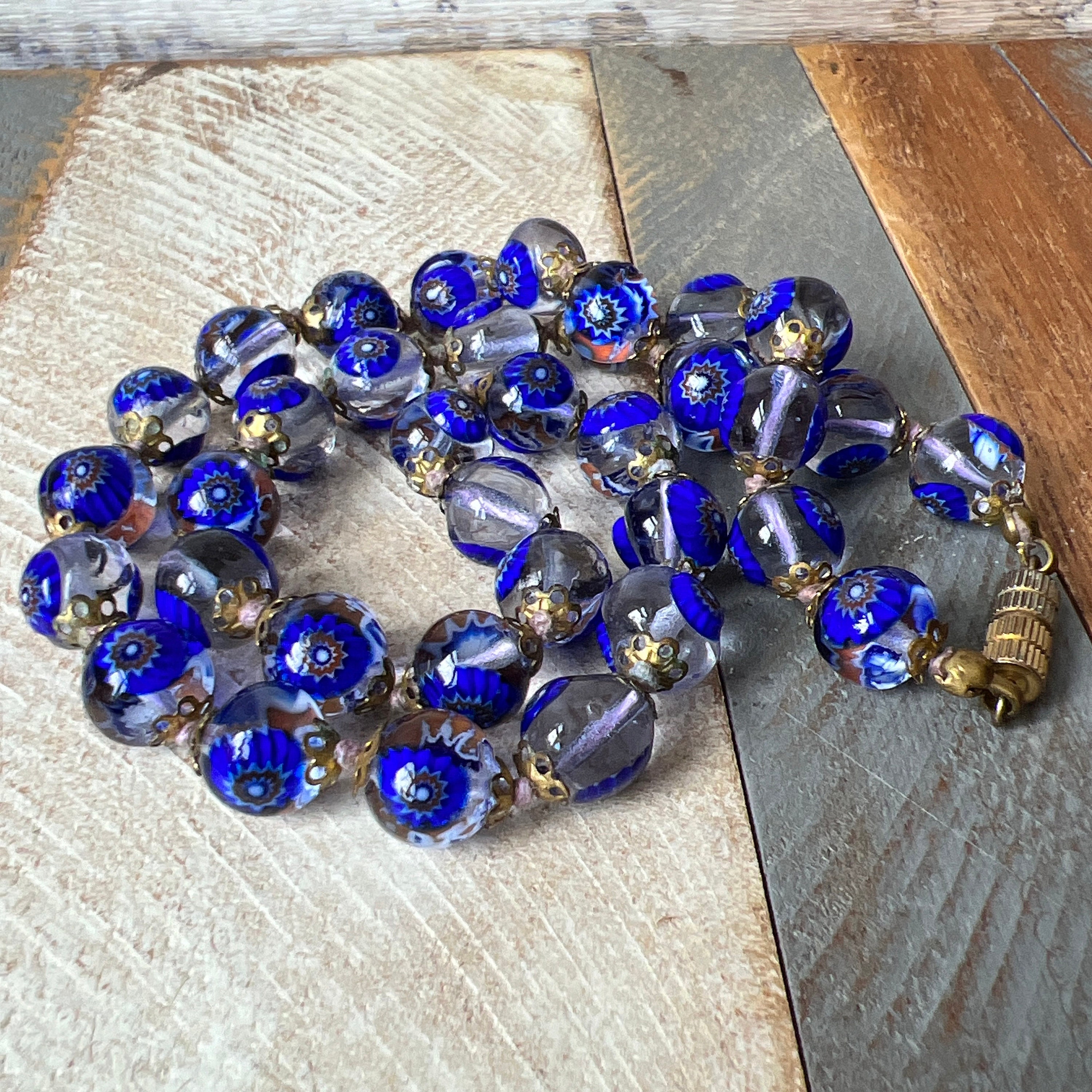 Collier Artisanal Perles De Murano & Bohème - Forme Chevron Unique | Neuf Avec écrin