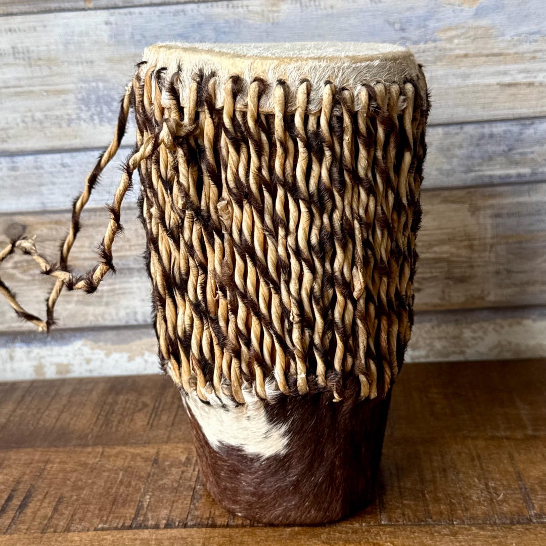 Vintage African Handmade Tribal Cowhide Percussion Drum Medium Size - Etsy