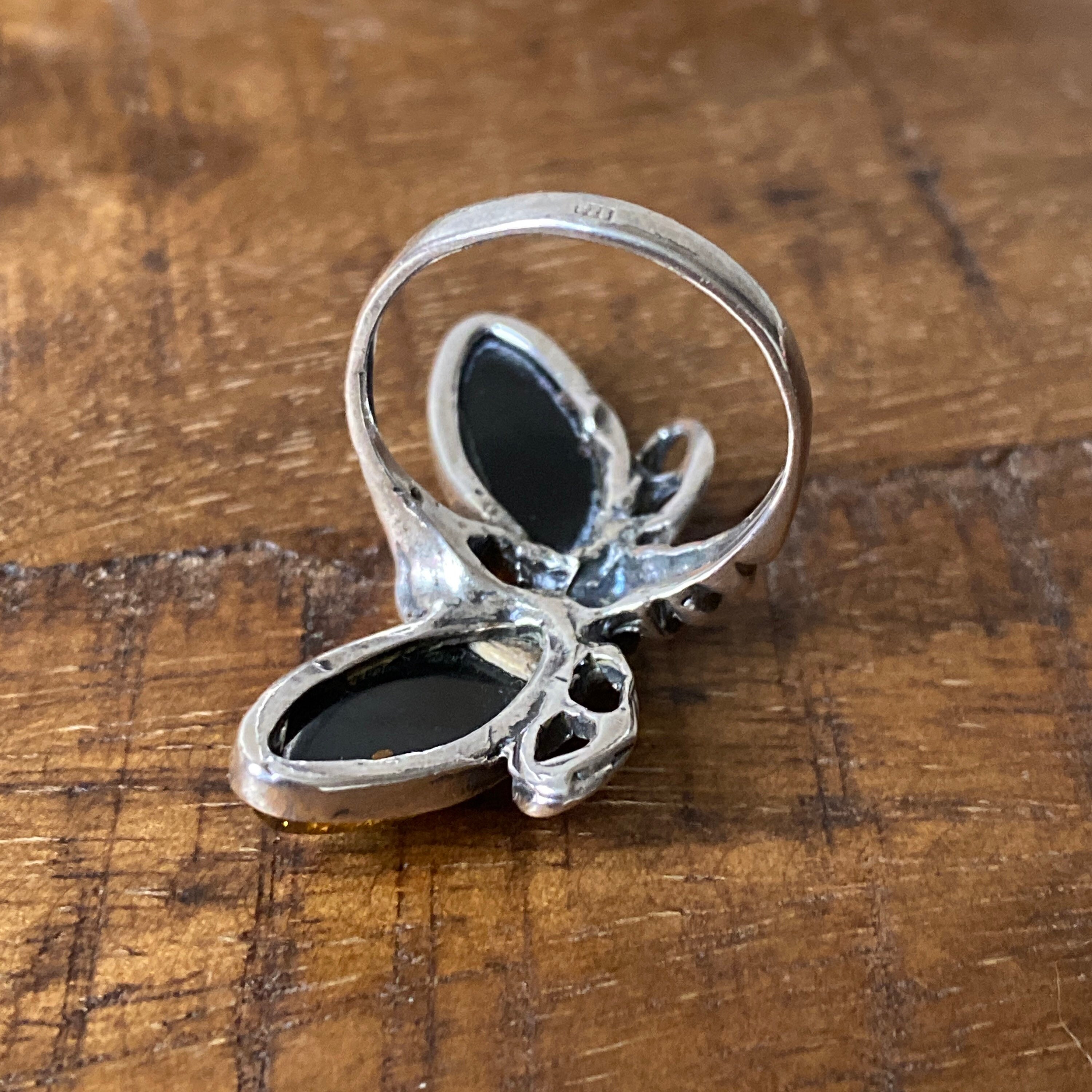 Anello in argento sterling 925 con artigli di drago/zaffiro blu
