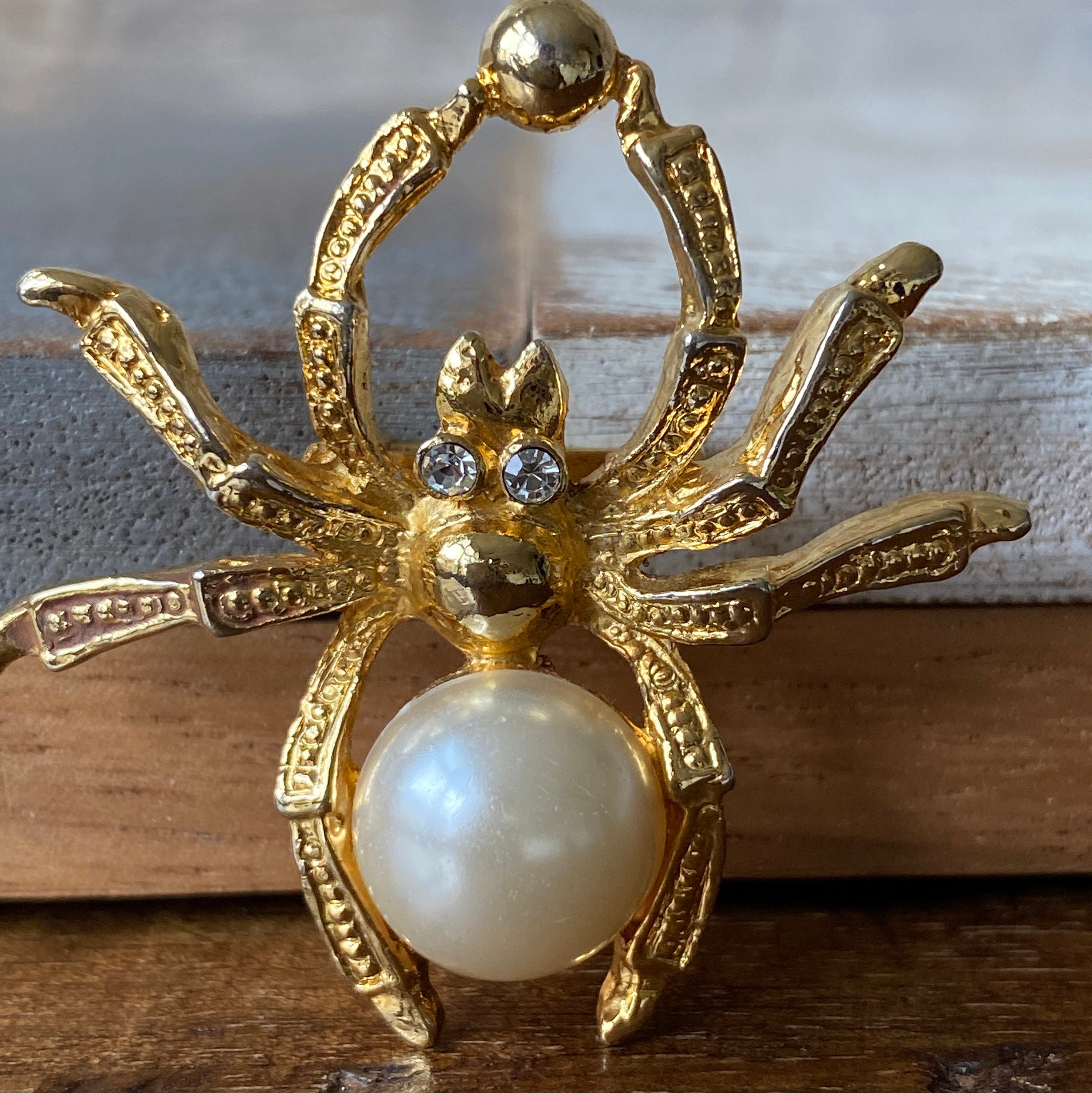 Gold Toned Spider Brooch