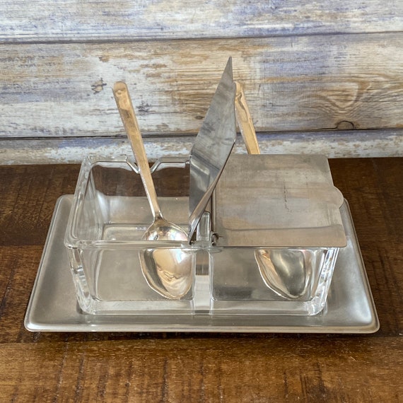 Vintage Wagenfeld WMF Bauhaus Doppel Marmeladenglas: Edelstahl