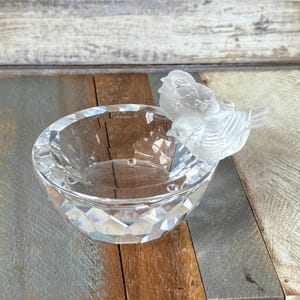 Vintage Swarovski Crystal Glass Birds Bath Figurine Mint Condition