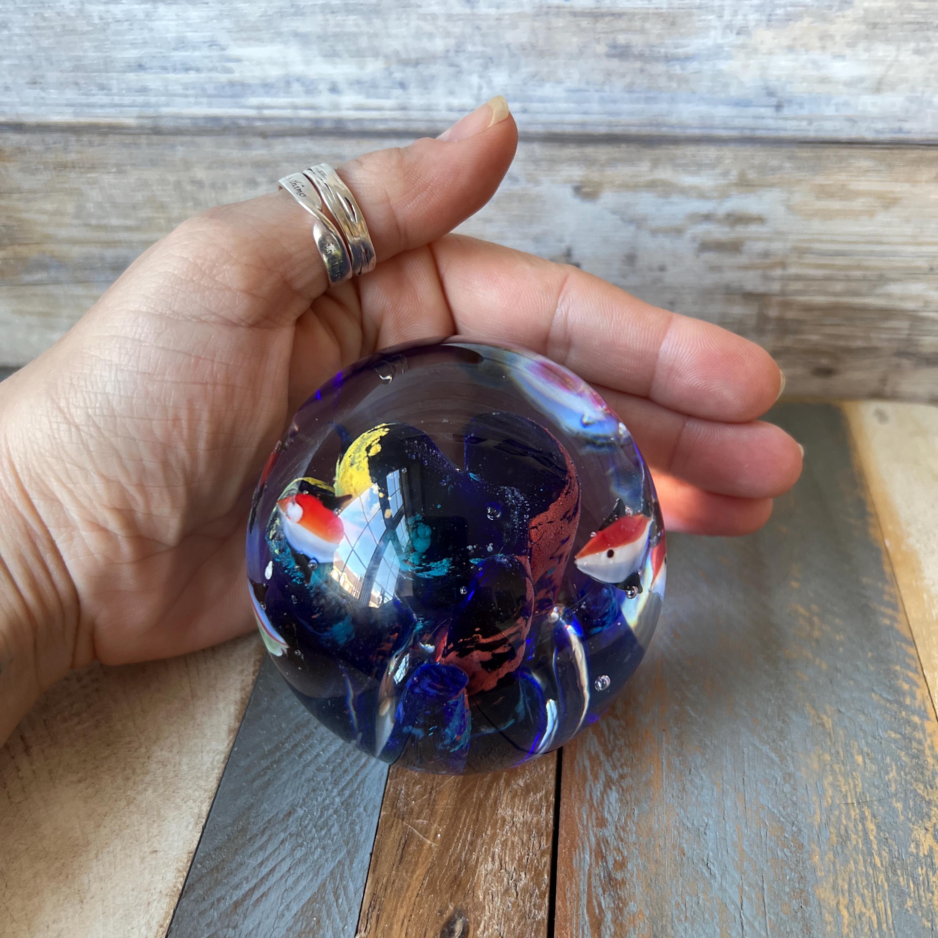 ヴィンテージ ハンドメイド マルチカラー アート ガラス アクアリウム 
