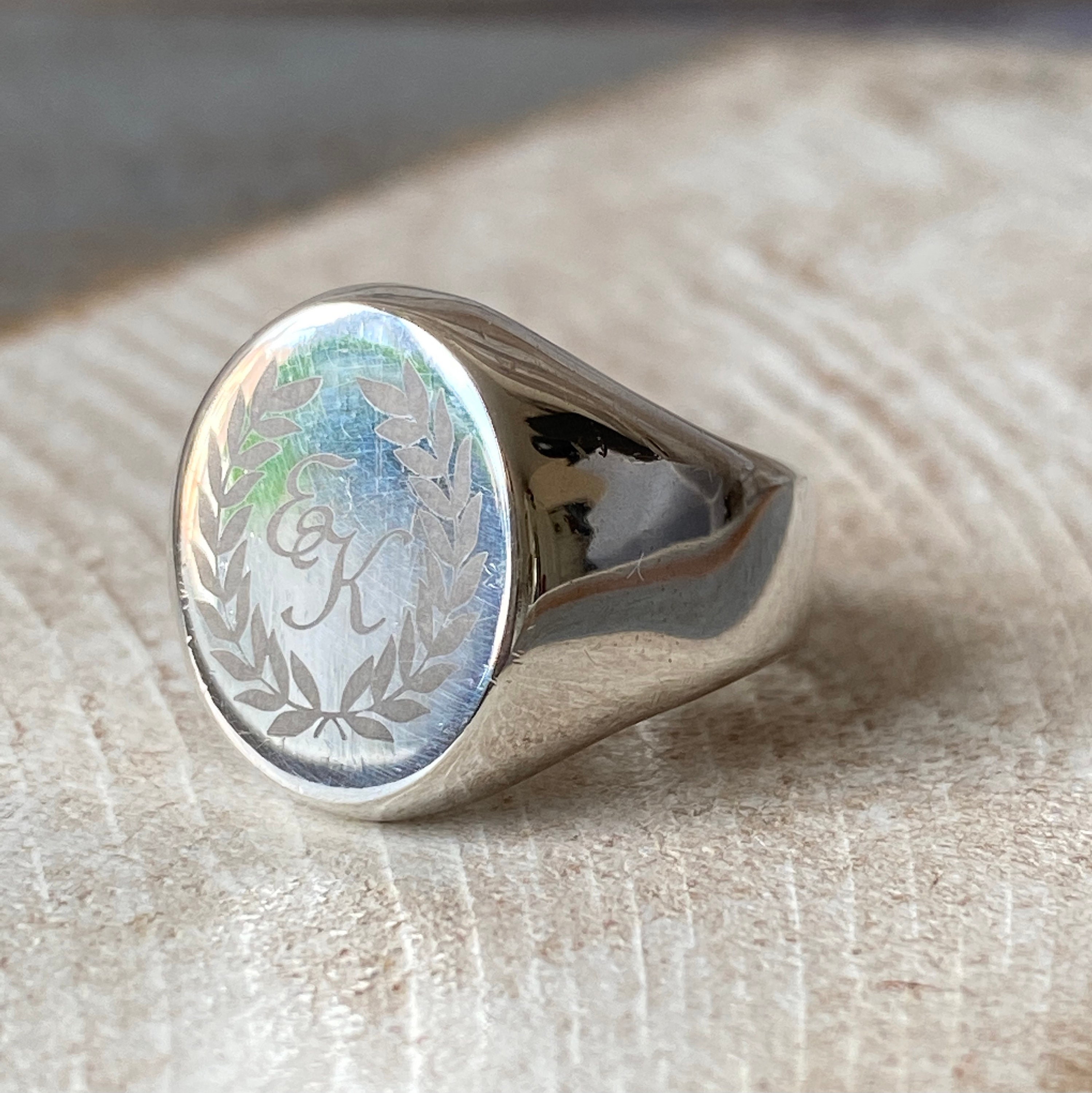 Vintage Solid Sterling Silver Signet Ring With EK Initials Vintage Solid Sterling Silver Signet Ring With EK Initials