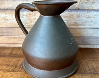 Antique Edwardian Half Gallon British Copper Jug Pitcher Stamped ER