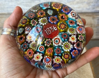 Antique Vintage Italian Murano Large Millefiori Paperweight