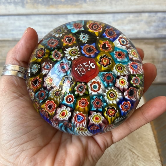Antique Vintage Italian Murano Large Millefiori Paperweight