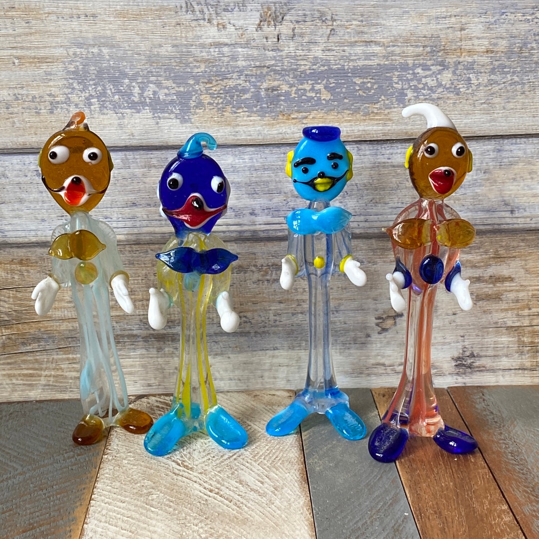 Vintage Murano Glass Clowns Figurines Set of Four Etsy