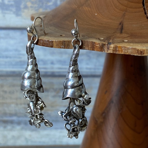 Vintage Artisan Solid Sterling Silver Pair of Dro… - image 2