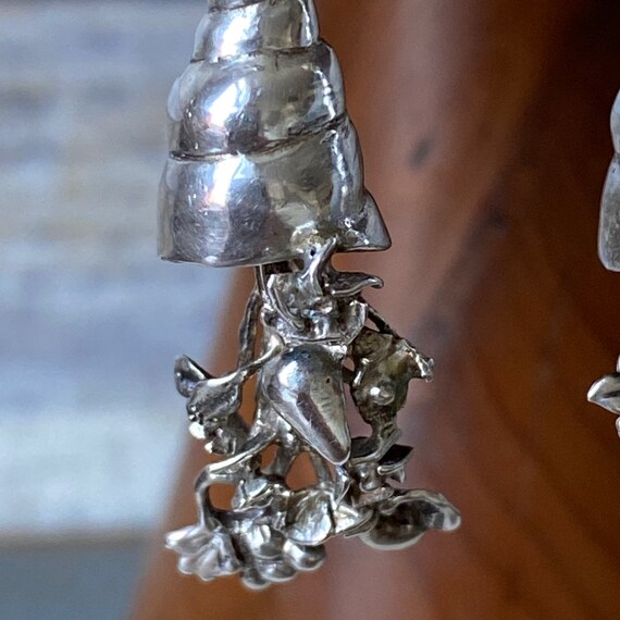 Vintage Artisan Solid Sterling Silver Pair of Dro… - image 5