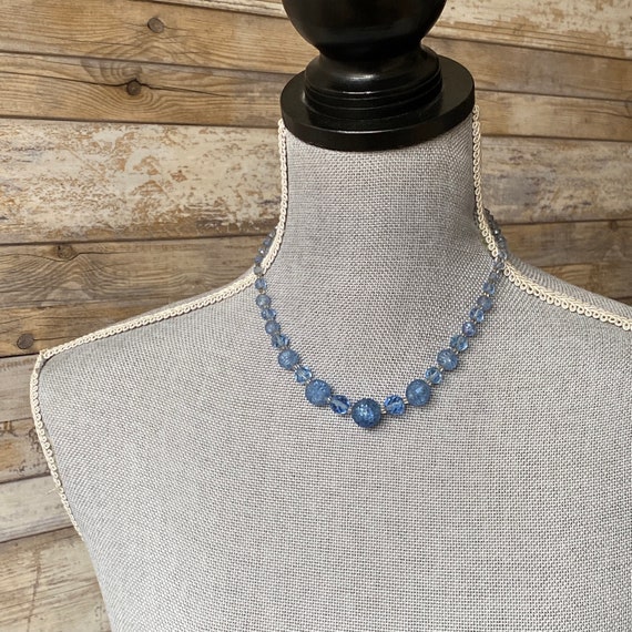 Antique Art Deco Light Blue Bohemian Glass Beads … - image 2