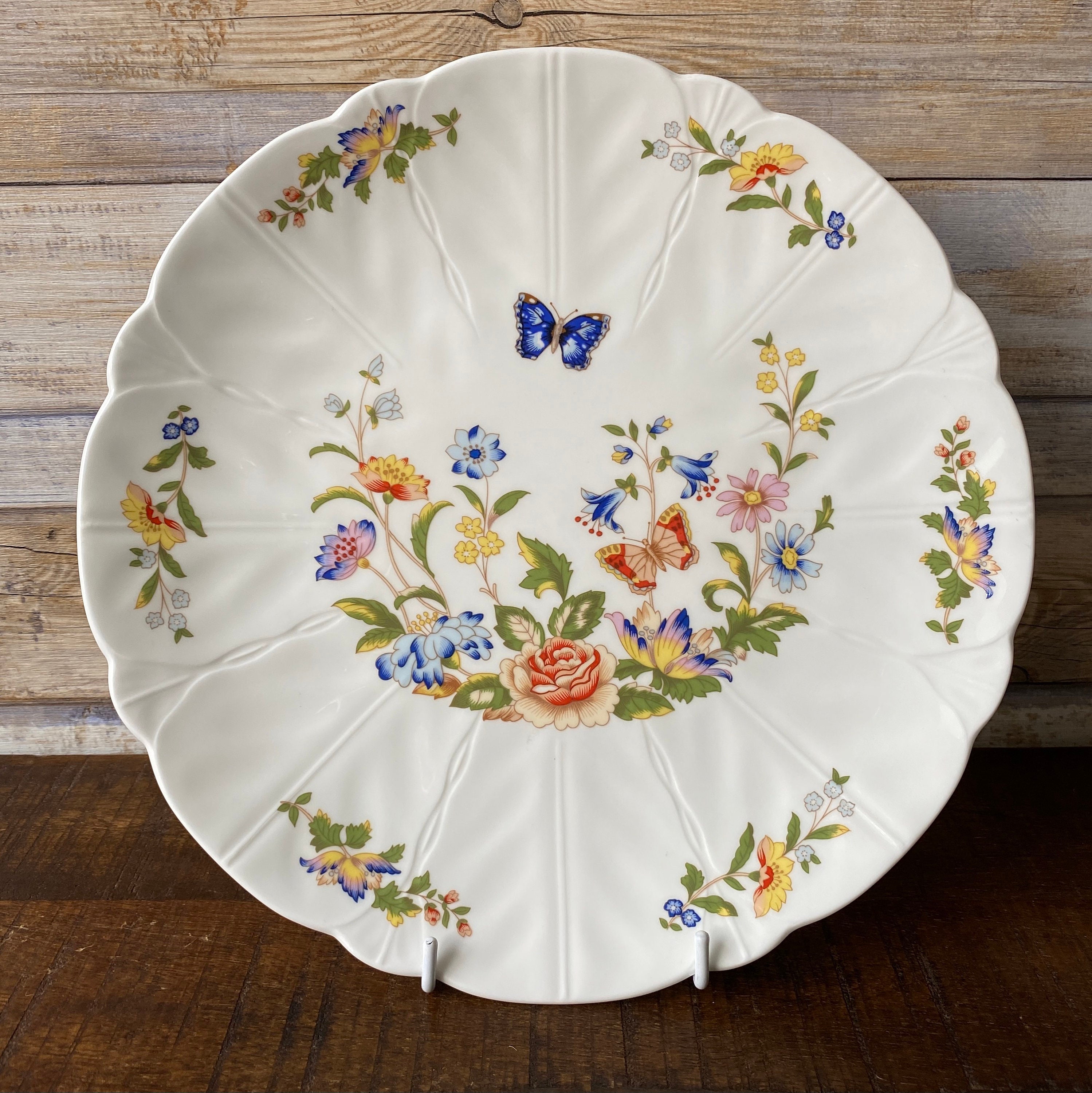 Vintage Aynsley Cottage Garden Cake Plate Fine Bone China Etsy