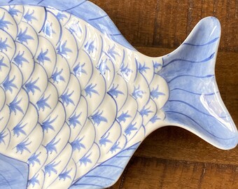 Blue And White Ceramic Fish Plate,, Steamed Fish Plate, Handmade