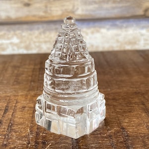 Vintage Sphatik Shree Yantra in Natural Quartz Crystal Small Healing Powers 45g