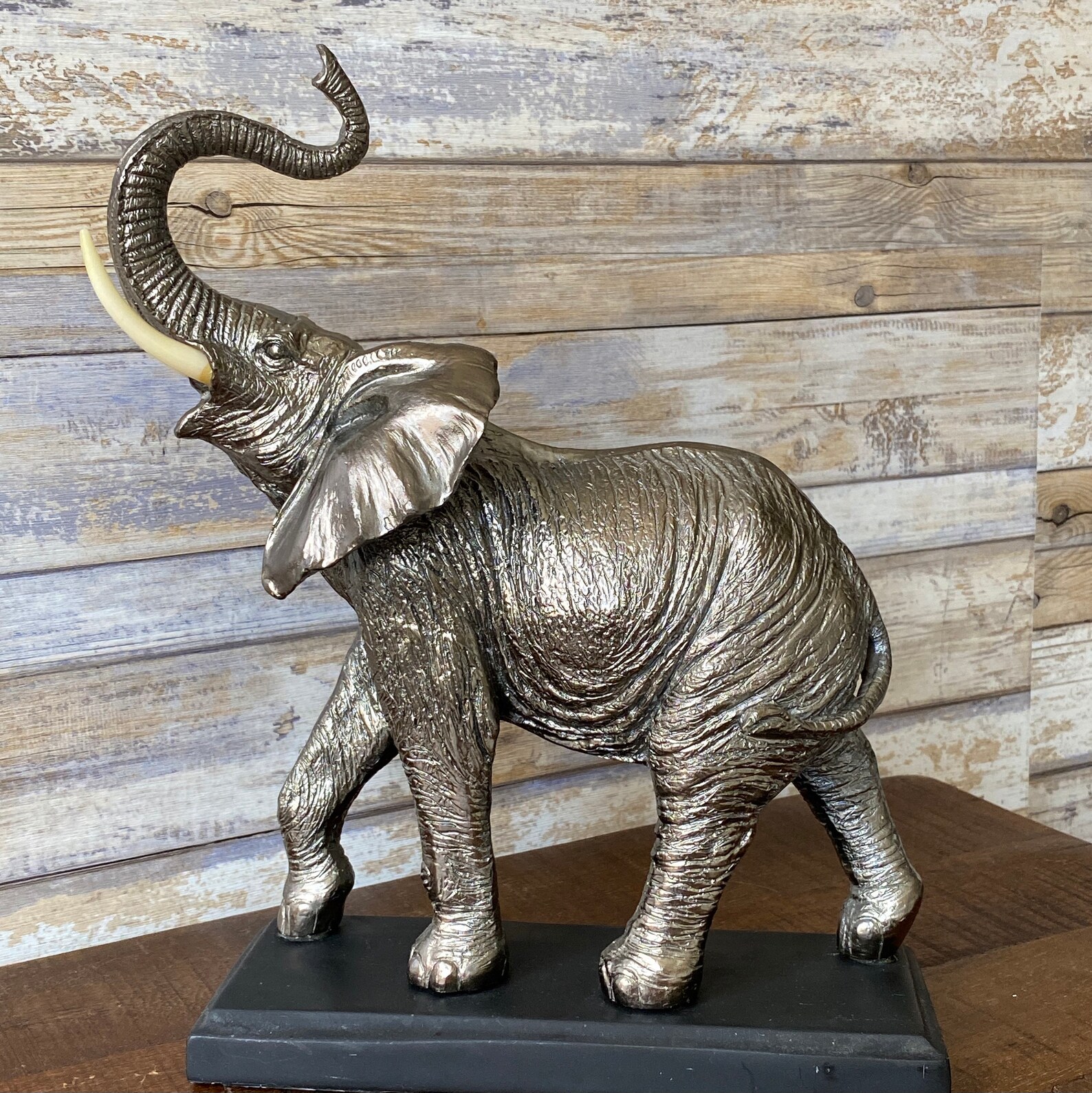 Vintage Silver Resin African Elephant Matriarch Large Desk Etsy UK