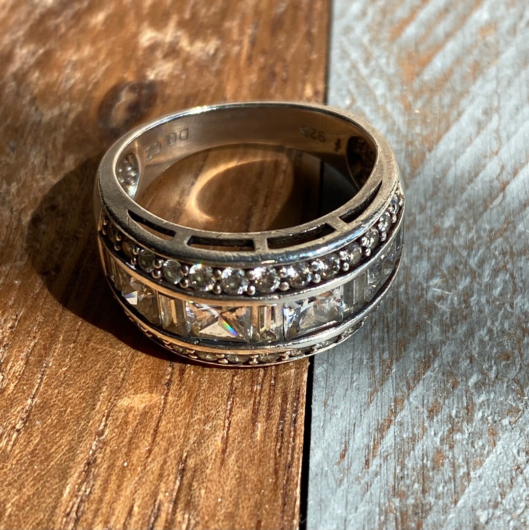 Buy Vintage Sterling Silver Zirconias Ring Costume Jewellery Multi Stoned  Band Ring Online in India