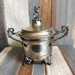 Vintage Italian Silver 800 4 footed sugar bowl from the 50s