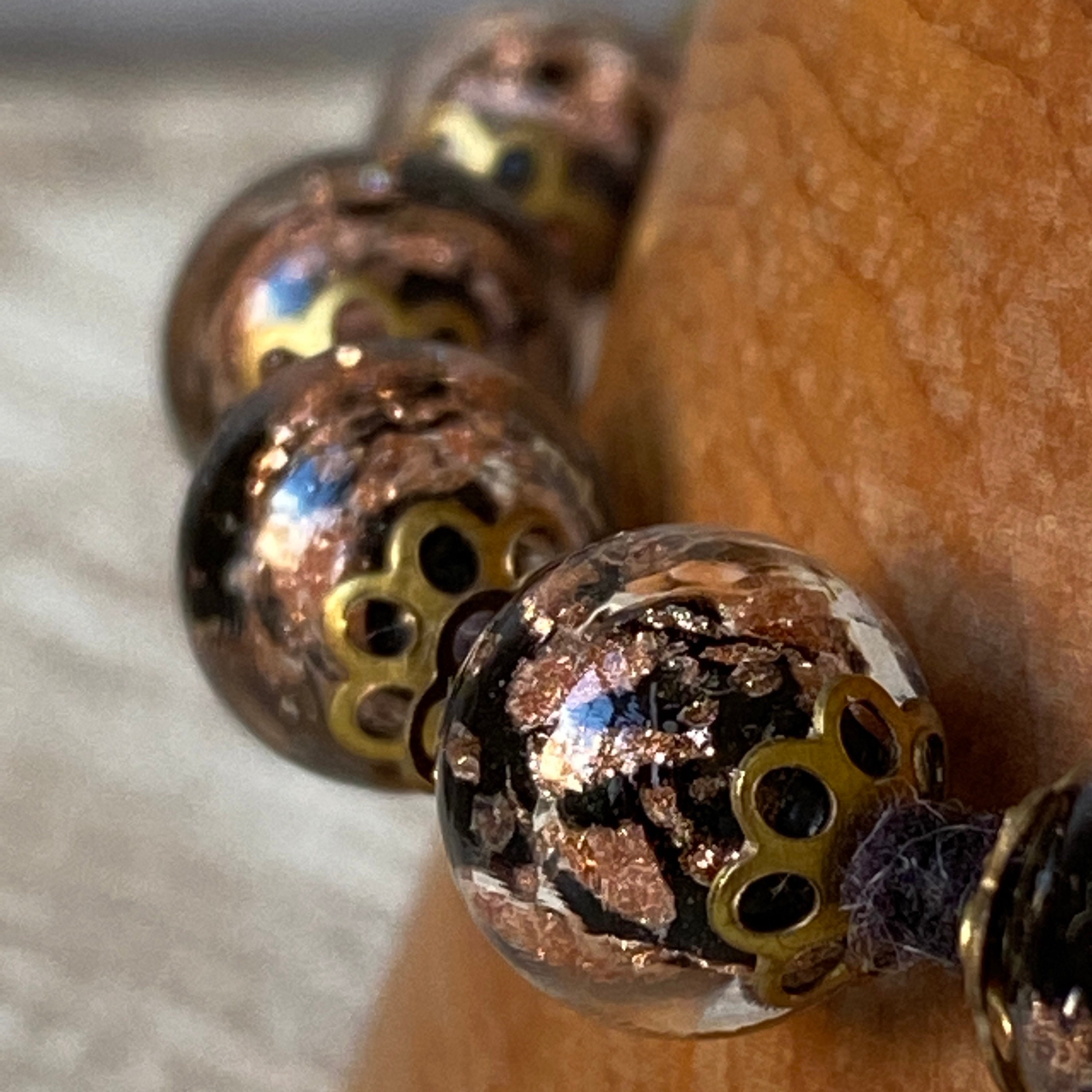 Vintage Black and Gold Murano Glass Beads Bracelet Etsy